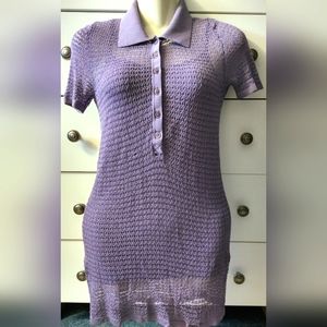 Lacoste + Malandrino Fishnet 2-piece Shirt/Dress Top Set Small Purple